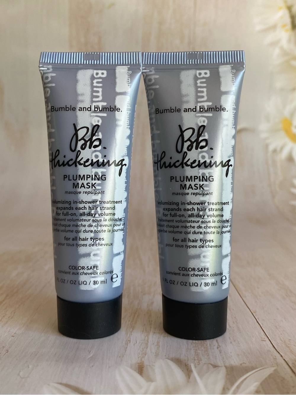 Lot 2 BUMBLE & BUMBLE THICKENING PLUMPING MASK, Travel Size, 1oz/30m each, New